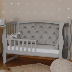 Pătuț bebeluș tapițat co-sleeping Iași 120 x 60 gri